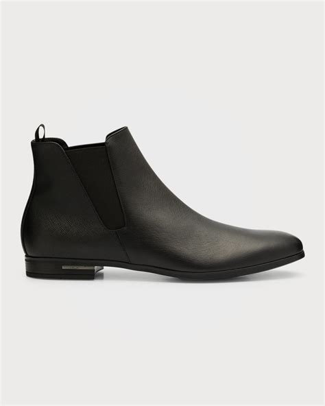 Prada Saffiano Leather Leather Chelsea Boots 